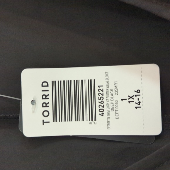 Torrid Georgette twist surplice flutter sleeve blouse - Picture 2 of 4
